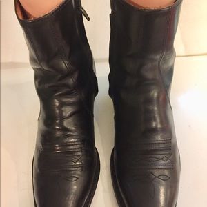 Vintage Ankle Cowboy Boots Black Zipper